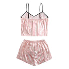 Pijama 2 Piezas Rosa Palmas Short Satinada - Sticky Bra #brasier_sin_espalda# #brasier_para_escotes# #brasier_para_vestido# #brasier_strapless# #brasier_adhesivo# #brasier_adherente# #brasier_de_silicon# #brasier_escot