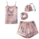 Pijama Satin Palmas Rosas 2 Piezas Short - Sticky Bra #brasier_sin_espalda# #brasier_para_escotes# #brasier_para_vestido# #brasier_strapless# #brasier_adhesivo# #brasier_adherente# #brasier_de_silicon# #brasier_escot