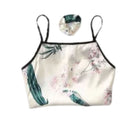 Pijama Satinada Blanca 2 Piezas Short Palmas - Sticky Bra #brasier_sin_espalda# #brasier_para_escotes# #brasier_para_vestido# #brasier_strapless# #brasier_adhesivo# #brasier_adherente# #brasier_de_silicon# #brasier_escot