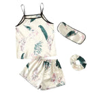 Pijama Satinada Blanca 2 Piezas Short Palmas - Sticky Bra #brasier_sin_espalda# #brasier_para_escotes# #brasier_para_vestido# #brasier_strapless# #brasier_adhesivo# #brasier_adherente# #brasier_de_silicon# #brasier_escot