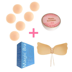 Magic Bra + 3 Pares Nippis Invisibles - Sticky Bra #brasier_sin_espalda# #brasier_para_escotes# #brasier_para_vestido# #brasier_strapless# #brasier_adhesivo# #brasier_adherente# #brasier_de_silicon# #brasier_escot
